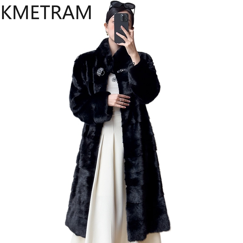 Quality Winter Clothing Jacket - Gerçek Bütün Vizon Kürk Ceket Kadın